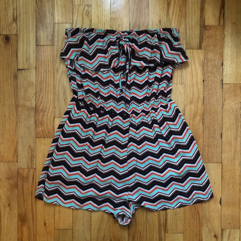 American Rag orange zigzag print romper S